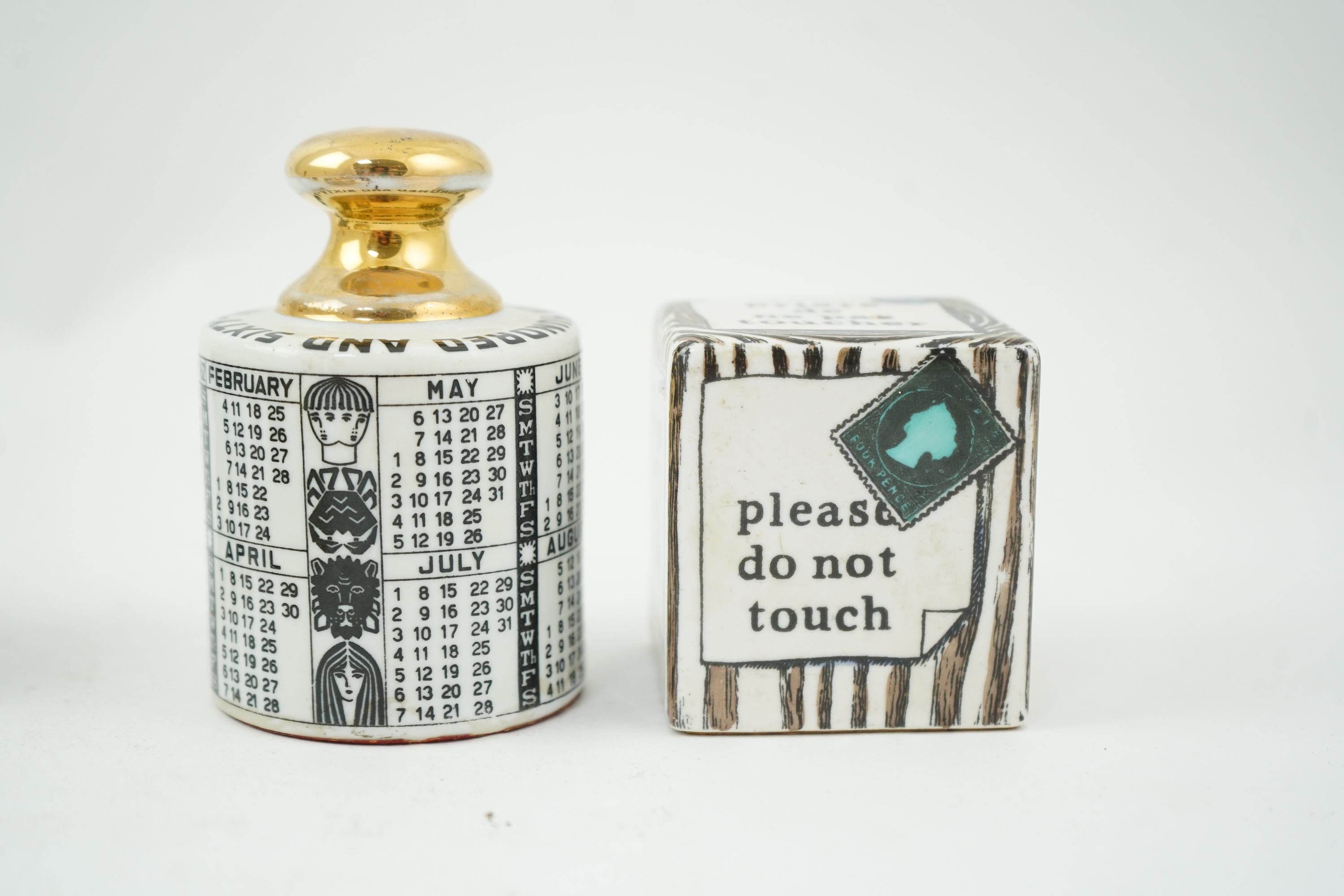 Piero Fornasetti (Italian, 1913-1988): A collection of Fornasetti desk items and dishes